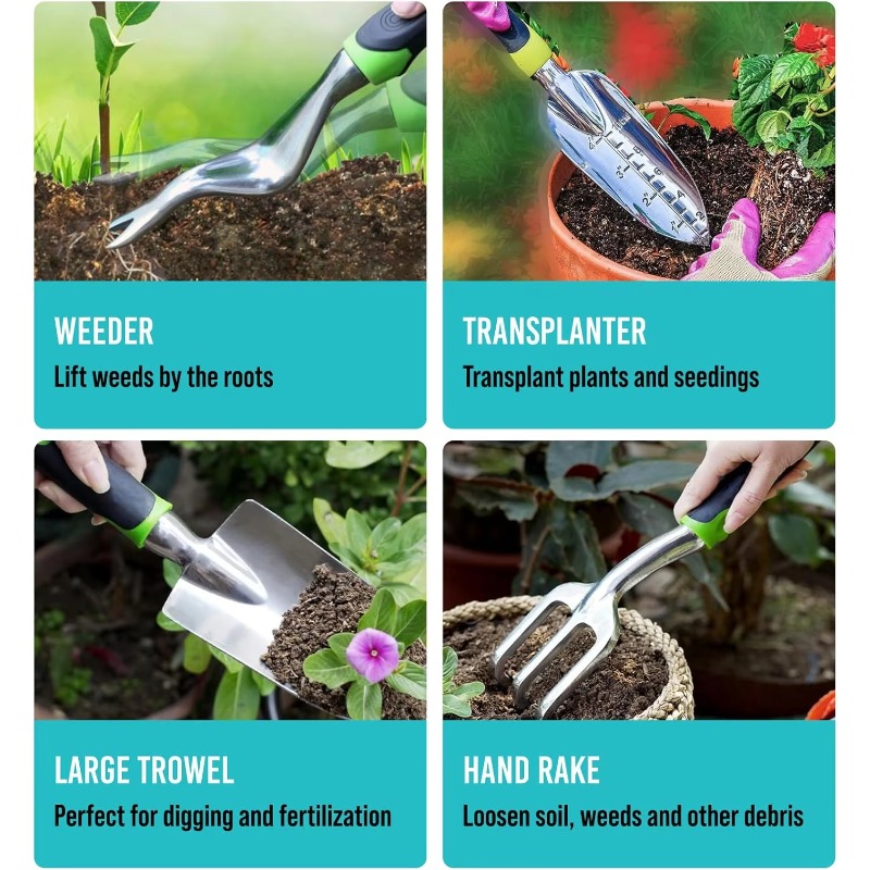 9 Pcs Ergonomic Garden Tool Se - огляд і ціна Gardening Tools Bag