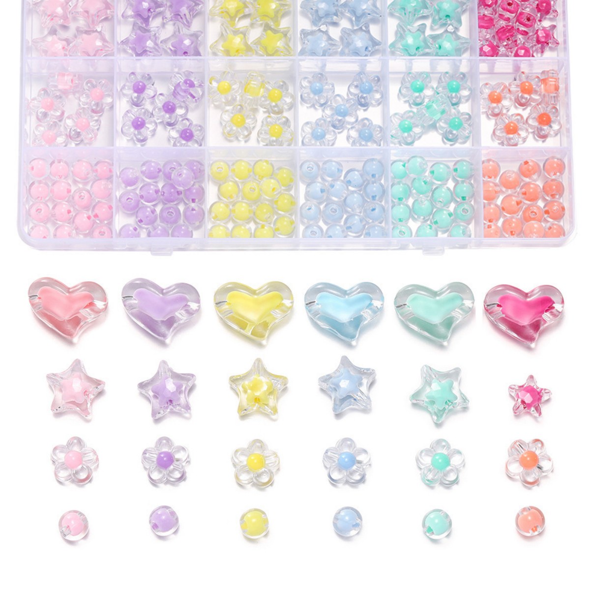 174pcs/Box Heart Acrylic Beads - огляд і ціна Gardening Tools Diy
