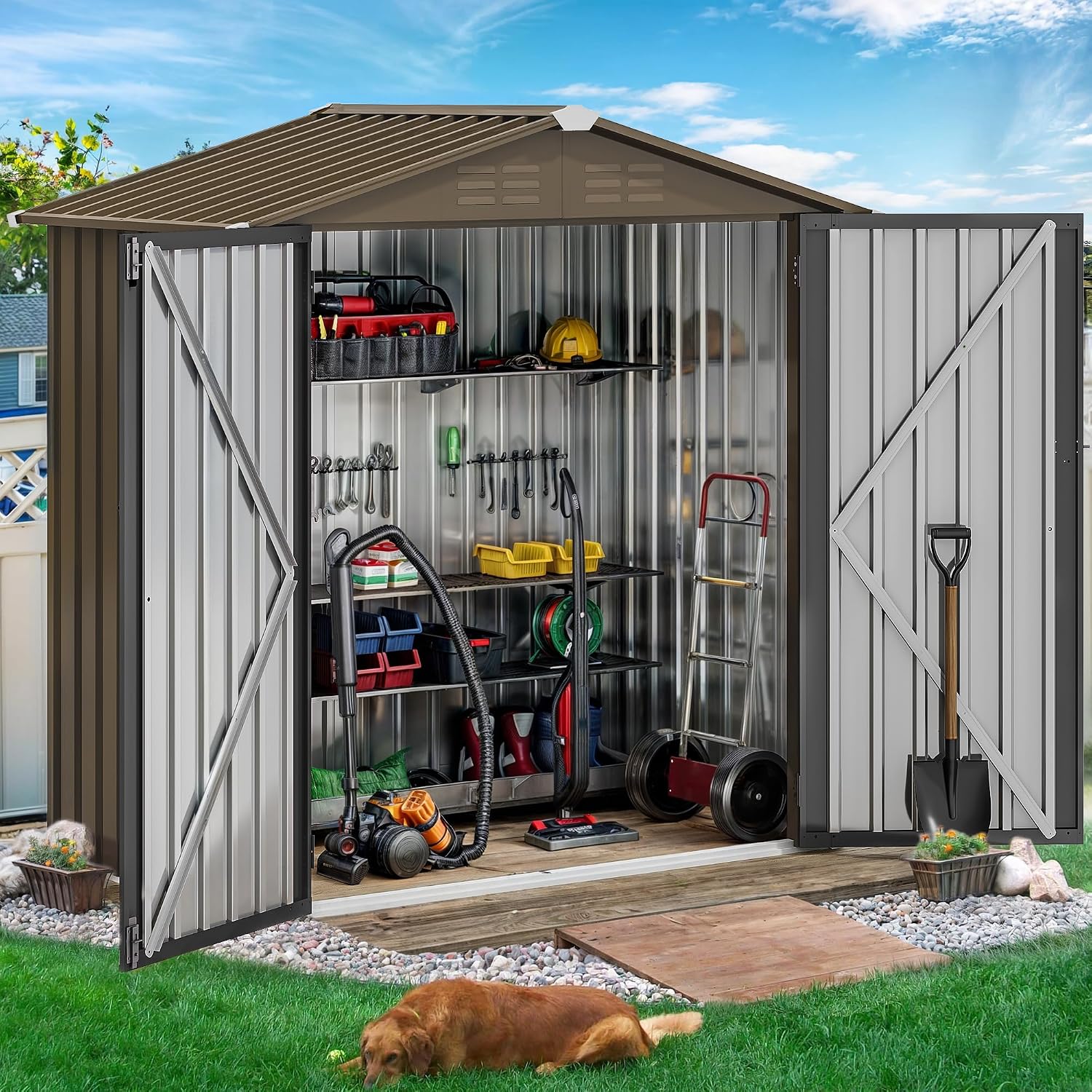 6x4ft Metal Outdoor Storage Sh - огляд і ціна Gardening Tools In