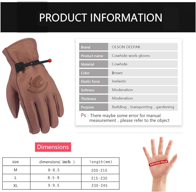 Cowhide Leather Gloves for Men - огляд і ціна Garden Gloves Thorn Proof