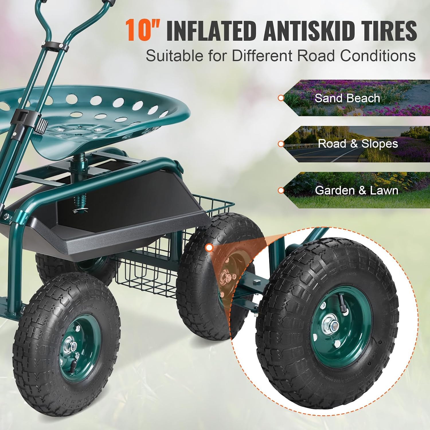 Garden Cart Rolling Workseat w - огляд і ціна Gardening Tools Uses